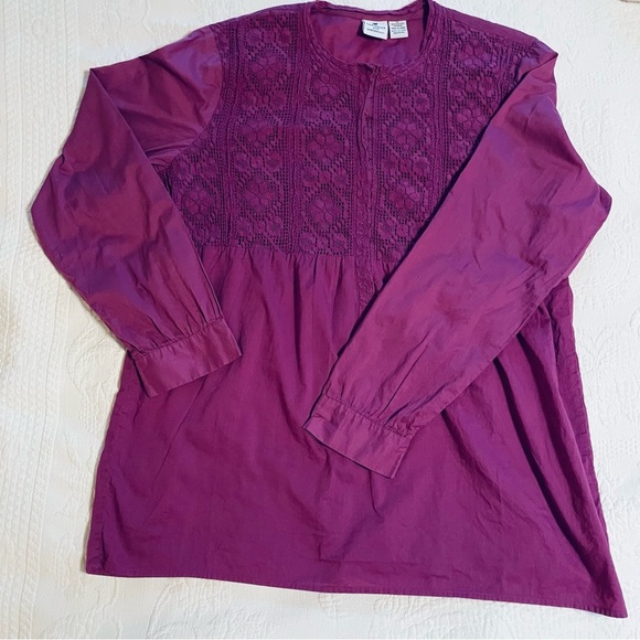 Caribbean Joe 100% cotton womens tunic with long sleeves hook and eye closures - Picture 3 of 8